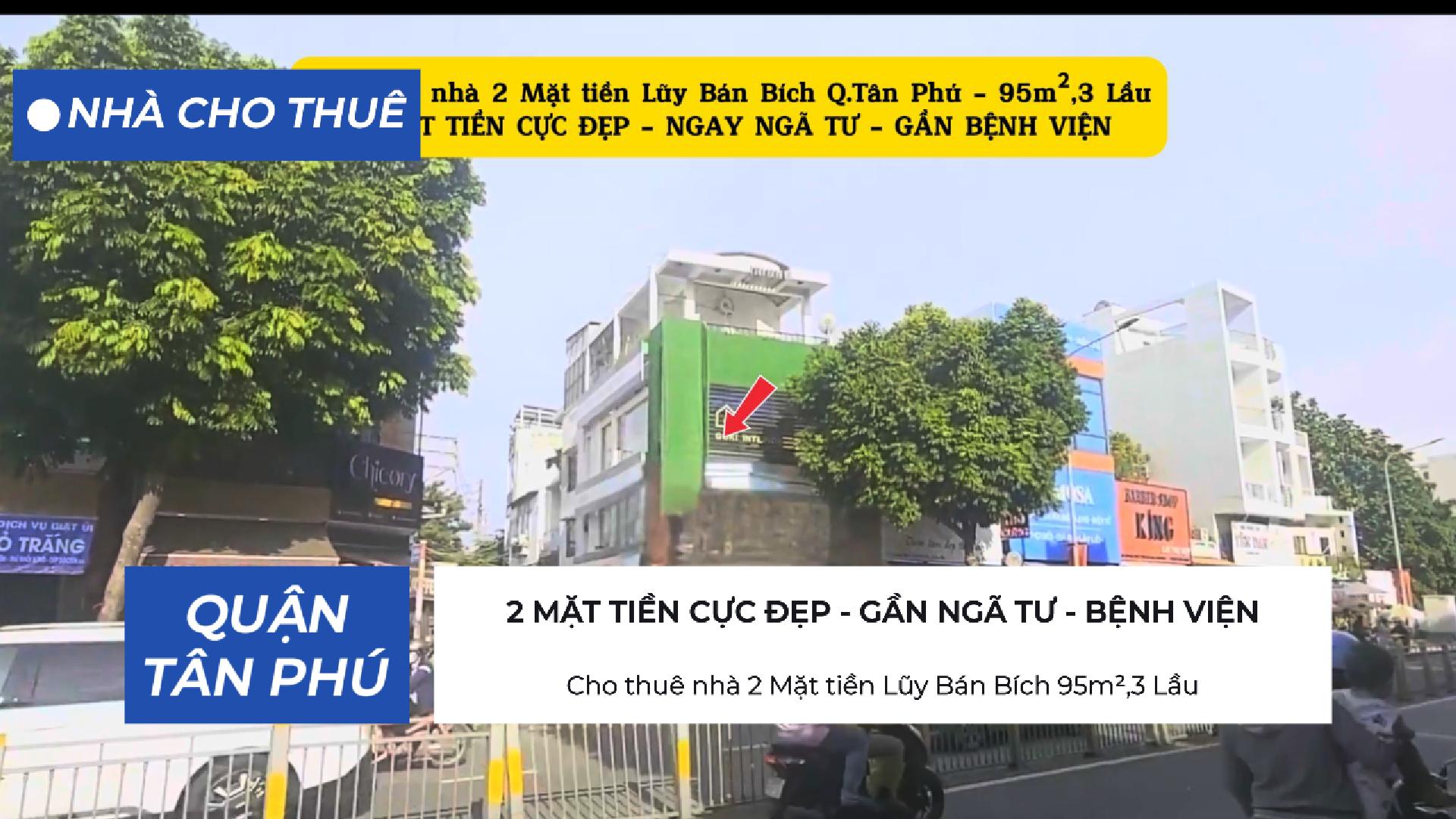 Cho thuê nhà 2 Mặt tiền Lũy Bán Bích 95m²,3 Lầu - GẦN BỆNH VIỆN - NGÃ TƯ - Ảnh chính